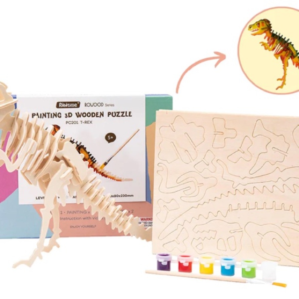 T-Rex Wooden 3-D Puzzle
